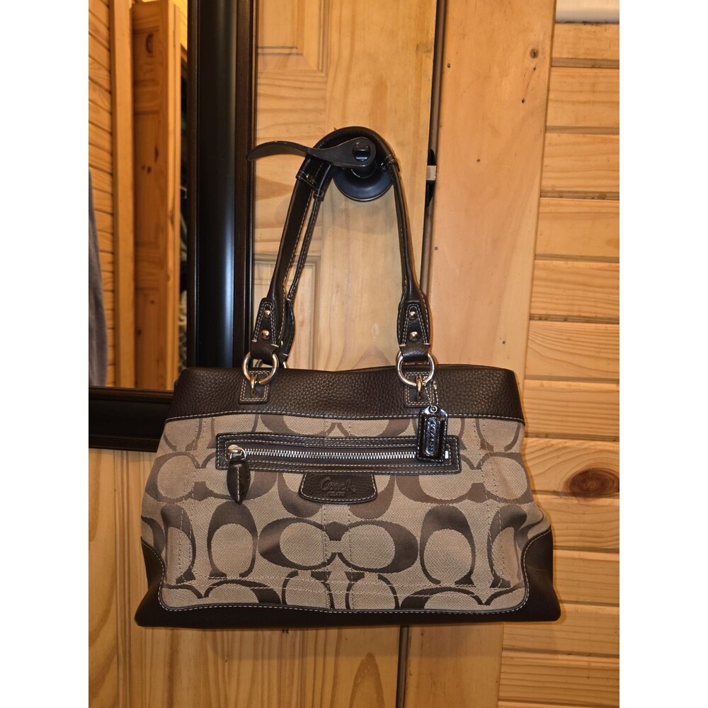 Coach VintagePenelope Signature C Brown Jacquard Leather Shoulder BagH0993-14422
